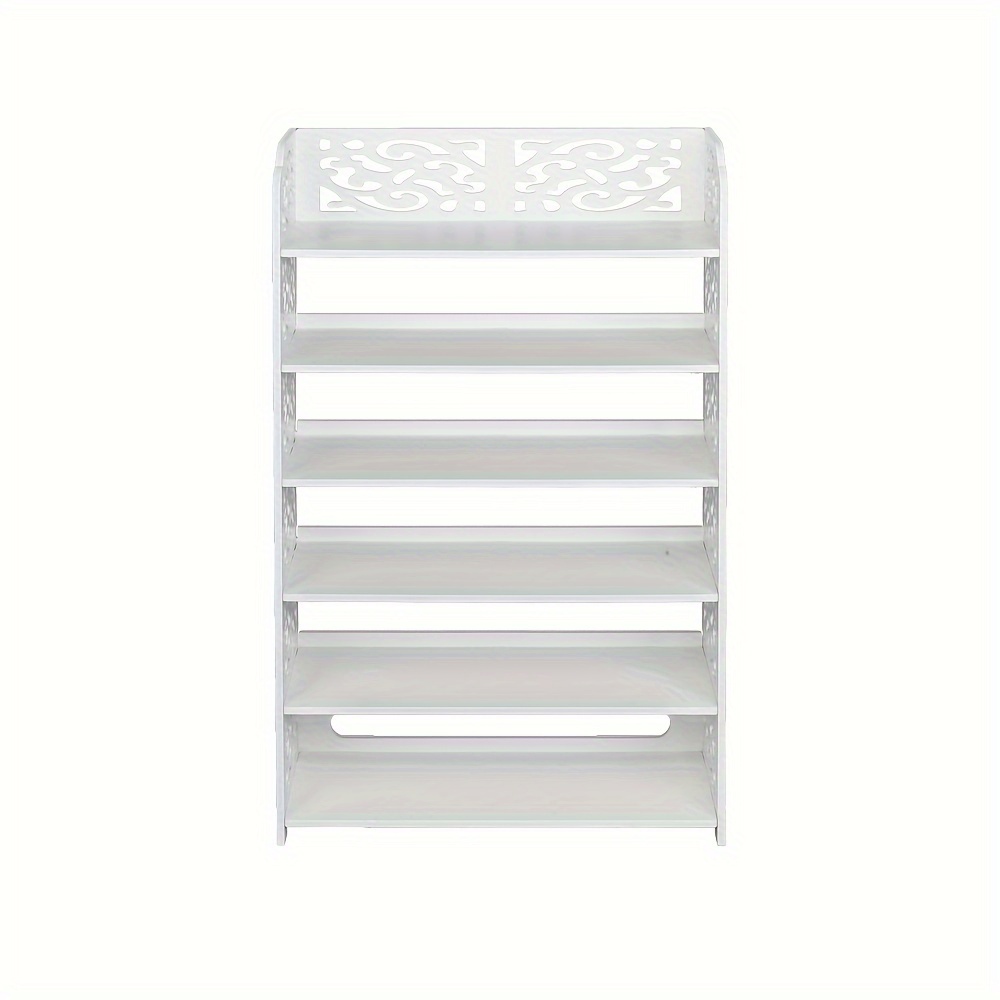 

Pvc Sheet 6-layer Carved 61.5*24*96.5cm Wood Plastic Sheet Shoe Rack White