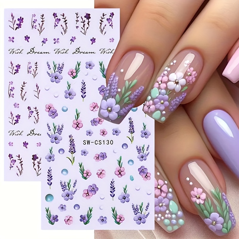 

Autocollants pour Ongles Fleur Violet