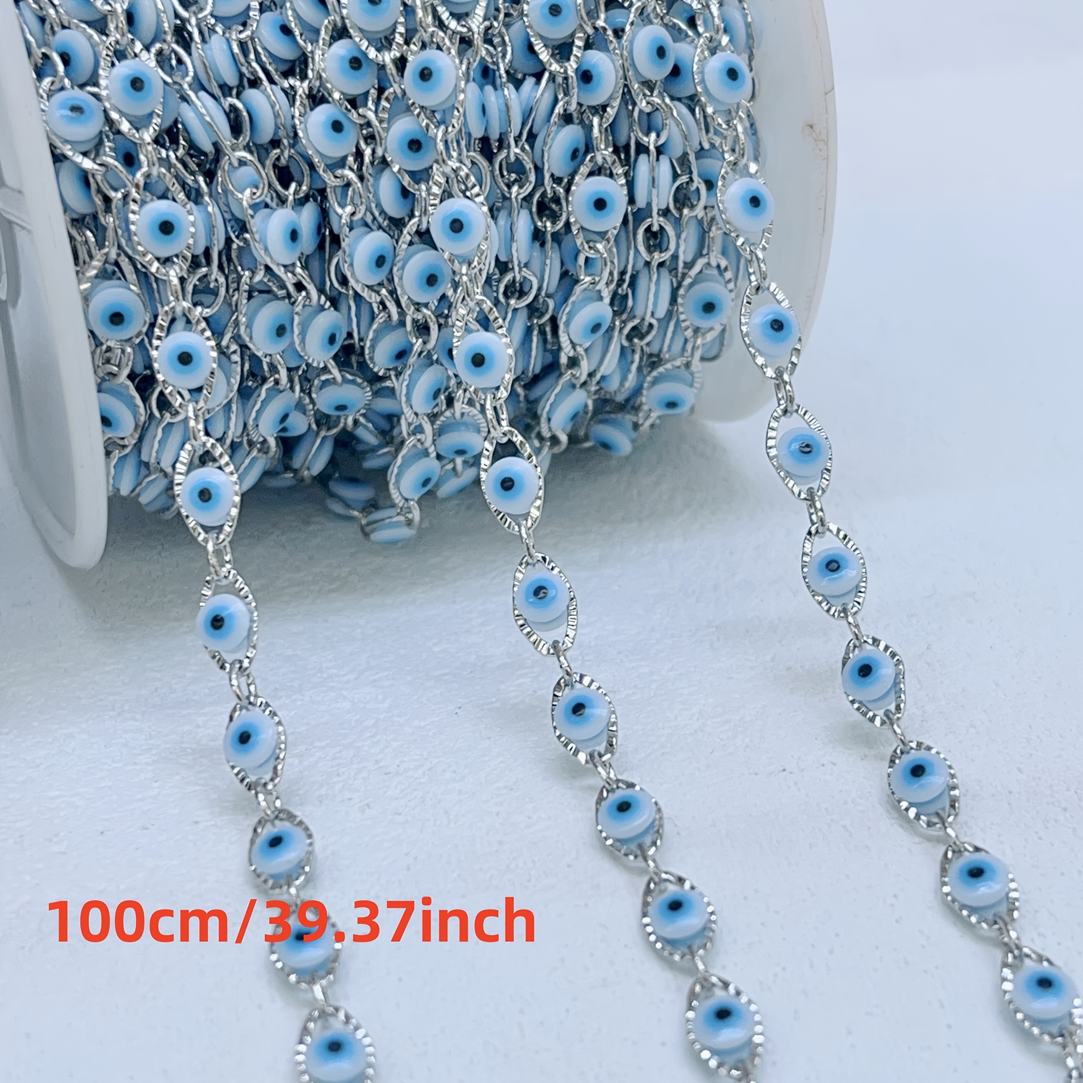 E-shop 1 Meter / 39,37 Zoll 4,5mm "Böses Auge" Perlenkette, Schmuckzubehör, Kupferkette, Armbandmaterialien mit Werkzeugen für die Schmuckherstellung