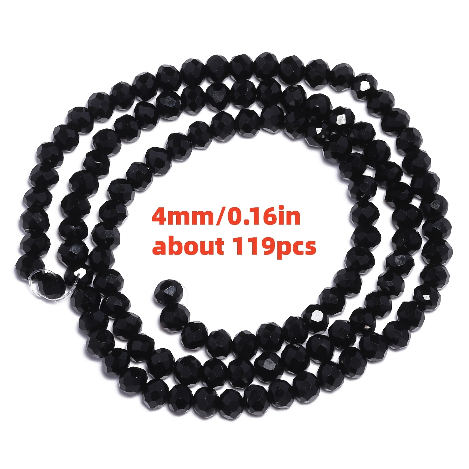 Image of 4/6/8mm Black Rondelle Crystal Beads, Cutting Wheel Shape Loose Beads For Bracelet Jewelry Making Supplies Additions