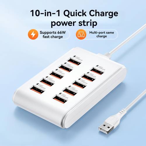 2026 new xu10 10 port usb a interface suitable for laptops tablets multiple devices power hub high speed charging power adapter must have for tech enthusiasts organizer space saving charger