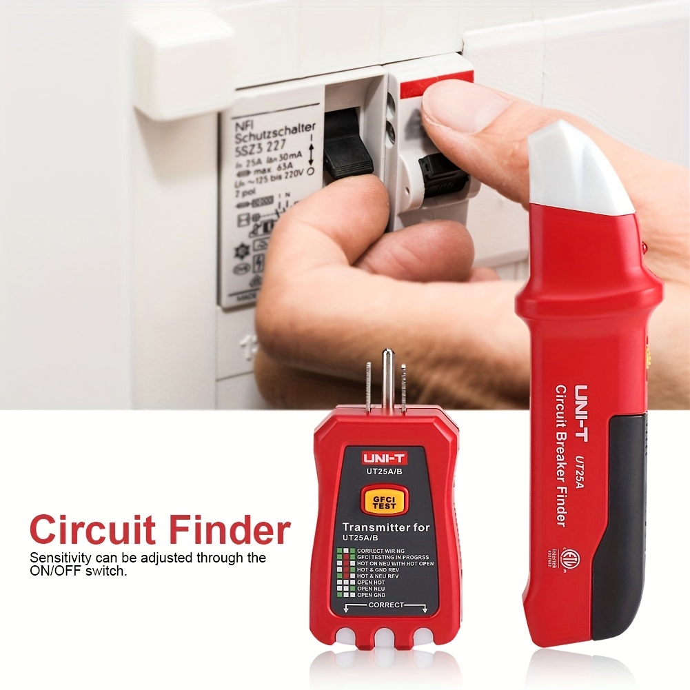 

Professional Uni T Circuit Breaker Socket Tester Diagnostic Tool Adjustable For House Power Network , Easy Identify Correct Circuit Breaker, Visual Alert, Suitable For Strips And Sockets