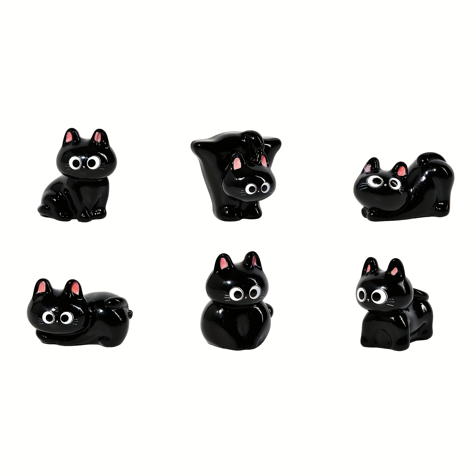 TEMU This 6pcs Set Of Cute And Ingenious Black Cat Ornaments Is An For Festival Decoration, Desk And A Atmosphere. A Gift For