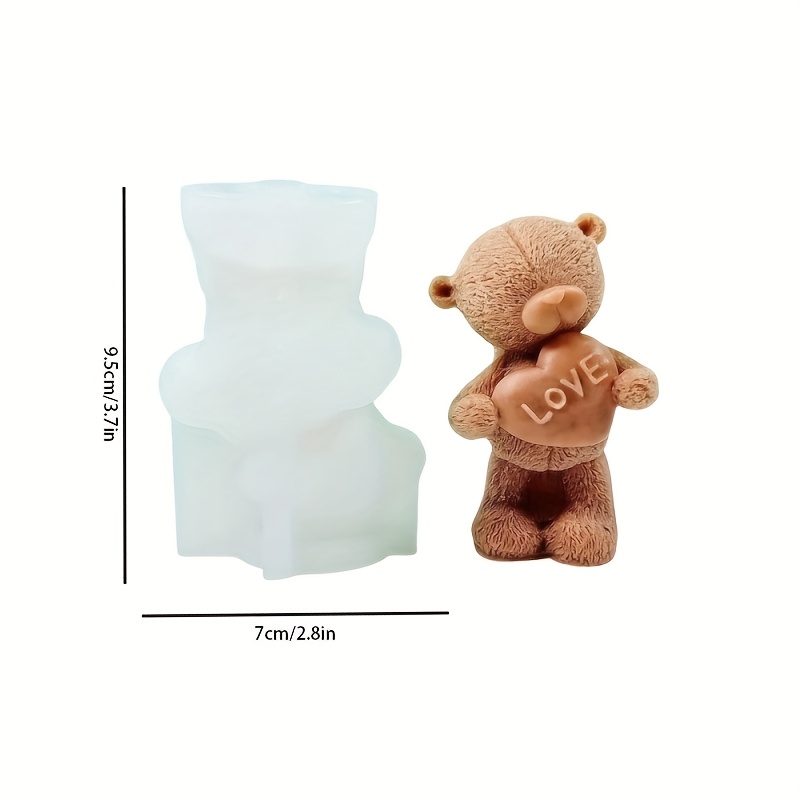 Image of 1pc Valentine's Day Bear Silicone Mold, Mother's Day, Father's Day, Thanksgiving, Handmade Artwork, Holiday Decoration, Candle Decoration, Easy To Demold, Reusable