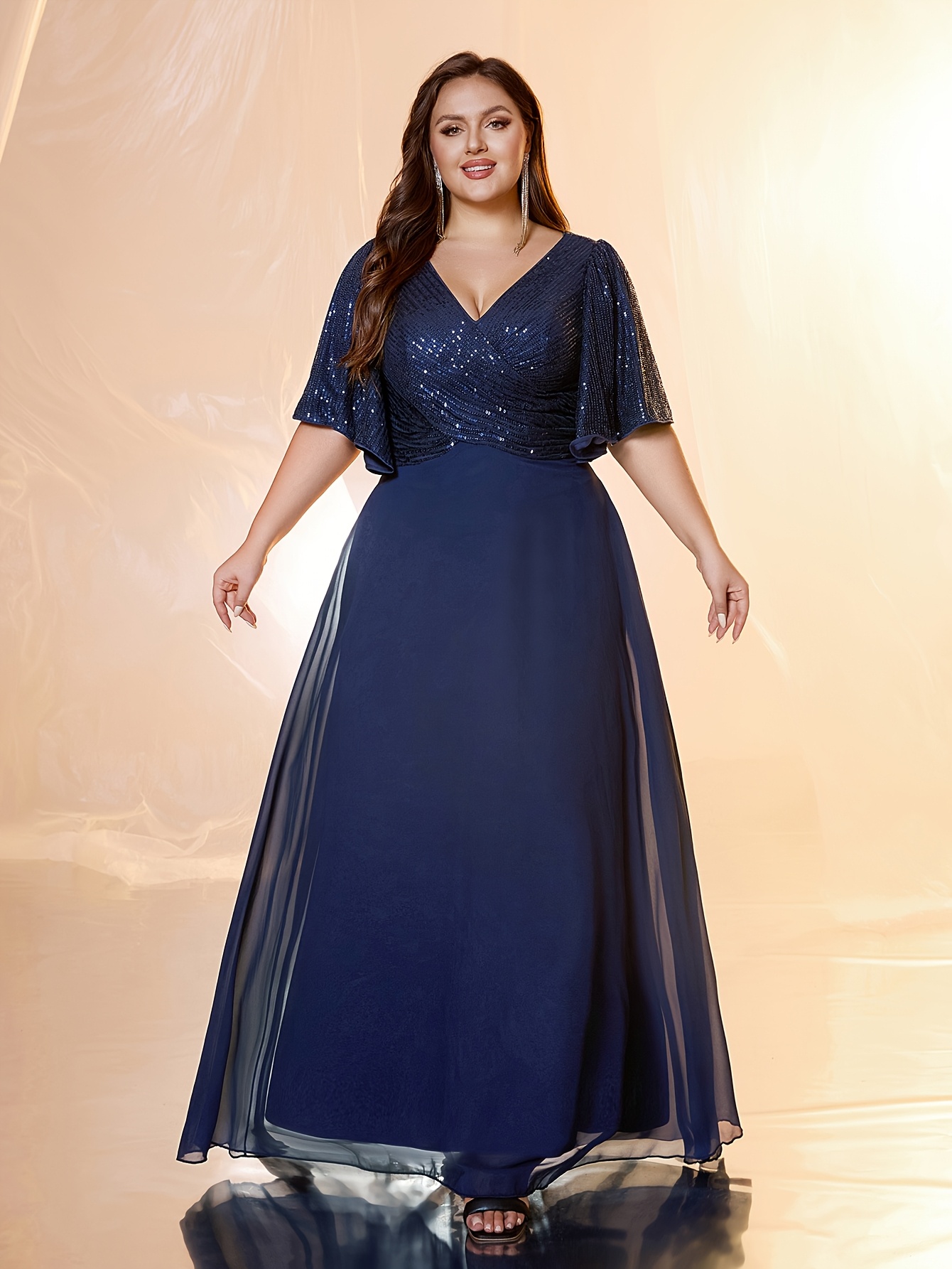 elegant navy blue dresses for wedding guests plus size formal dress Beach wedding Size:UK 7 / US 8 / EU 41 Crystal A forever classic, a The charming ruffle edge
