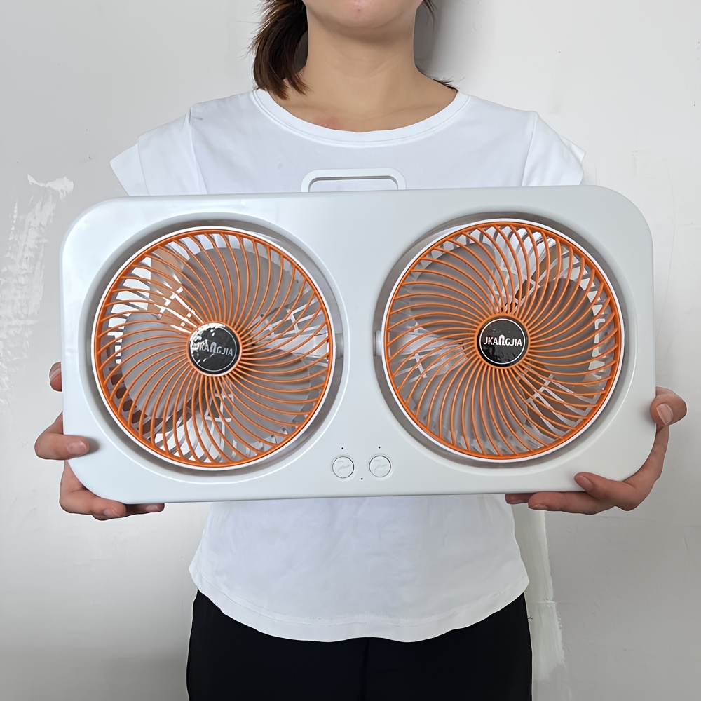 Ventilateur USB Double Tête | Pales Rotatives à 360° | Conception Murale et sur Pied | Batterie Rechargeable 18650 | Idéal pour Bureau, Chambre et Camping en Plein Air | Solution de Refroidissement Mu
