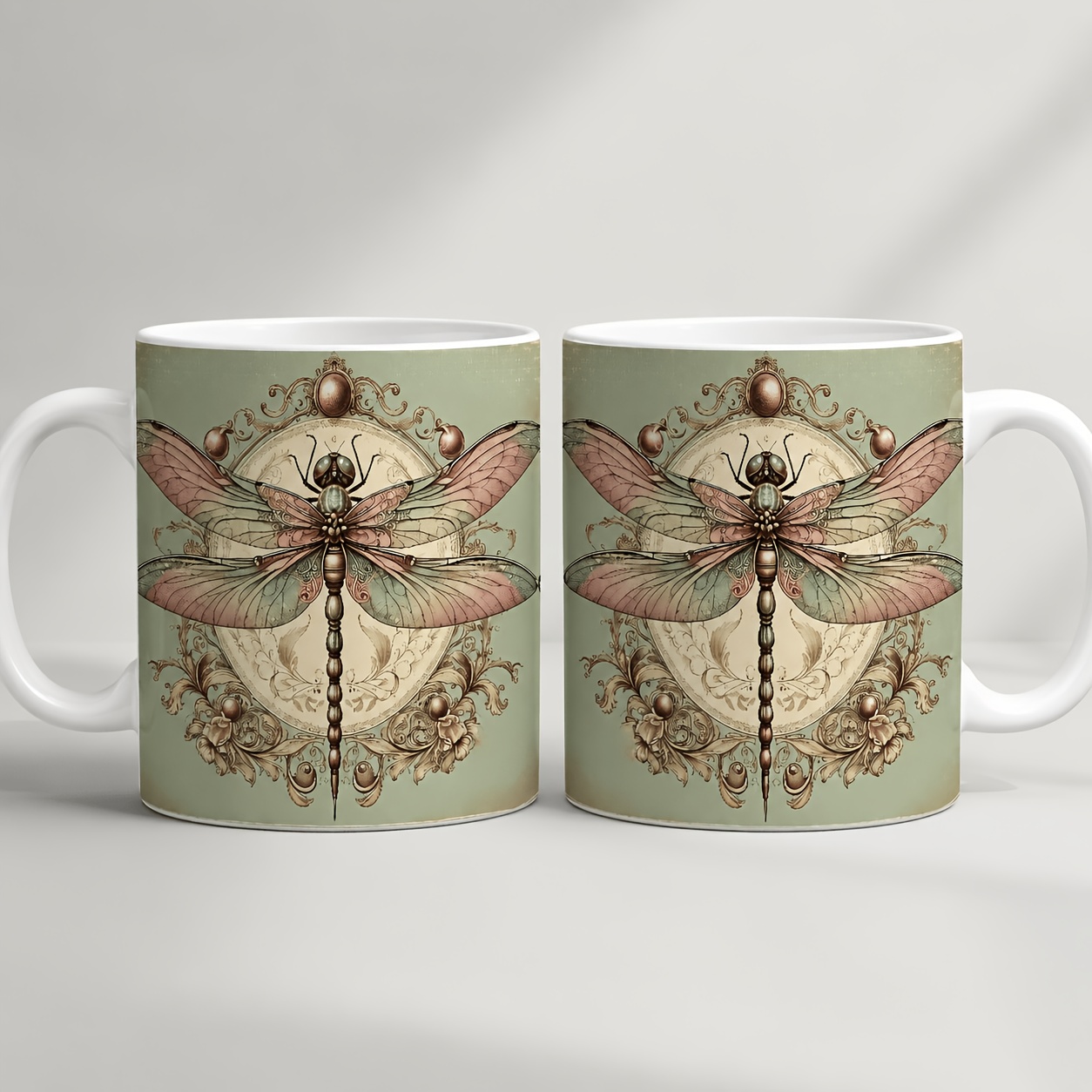 TEMU 11oz Color Ceramic Mug, 1pc Print Sage Mug Decorative Home Office Drinkware Reusable Coffee Cup For Hot Cold Drinks Great Gift For Birthdays,