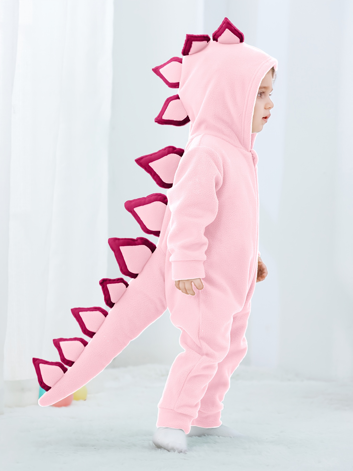 exclusive Infant Baby Spring/Autumn Dinosaur Hooded Romper with 3D Tail Design, Suitable for Daily Wear and Photo Shoots 2 exclusive Infant Baby Spring/Autumn Dinosaur Hooded Romper with 3D Tail Design, Suitable for Daily Wear and Photo Shoots - Image 2