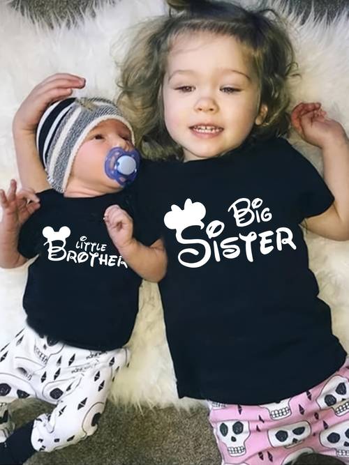 zoals aangegeven apart te koop. ouders-en-kinderen-set, familie-set, -set dx6065-pf3866 zomer romper voor jongens t-shirt voor meisjes kleine broer/ letterreeks print, voor buiten