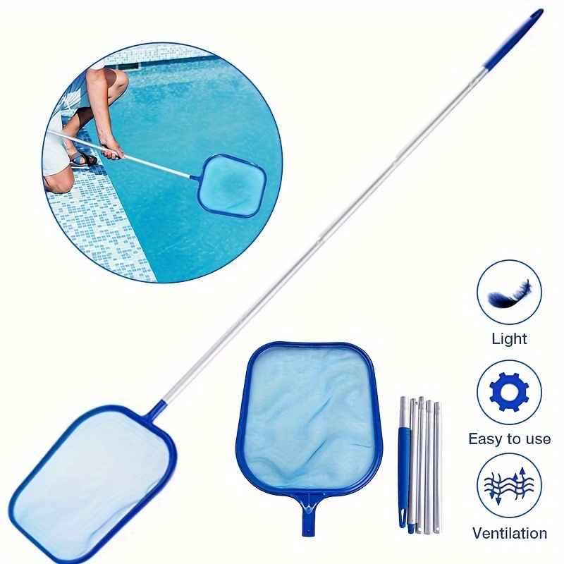 

1pc, Standard Leaf Skimmer With Aluminium Pole Of 48"/122cm In 5 Section,professional Cleaning Pool Rakes/fine Mesh Leaf Skimmers Rake Net For Removing Debris