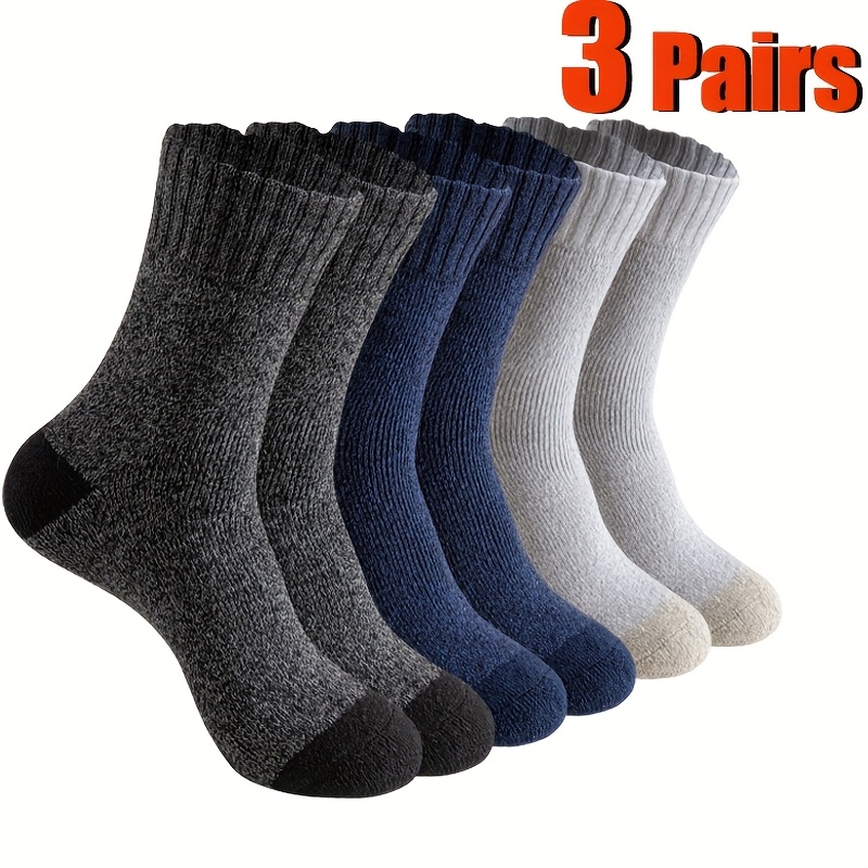 TEMU 3 Pairs Of Men's Winter Thickened Terry Socks For Warmth, Suitable For Outdoor Activities Like Hiking And Cycling, Perfect As Easter Gifts