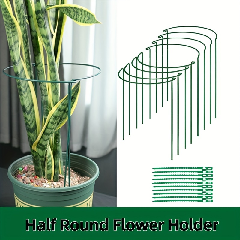 

4pcs/8pcs, Plant Support Stakes, Half Round Metal Garden Plant Support, Support Ring Cage For Rose Peony Tomato Hydrangea, Flower Supports Indoor Outdoor, 8.27"x13.78", 9.84"x15.75