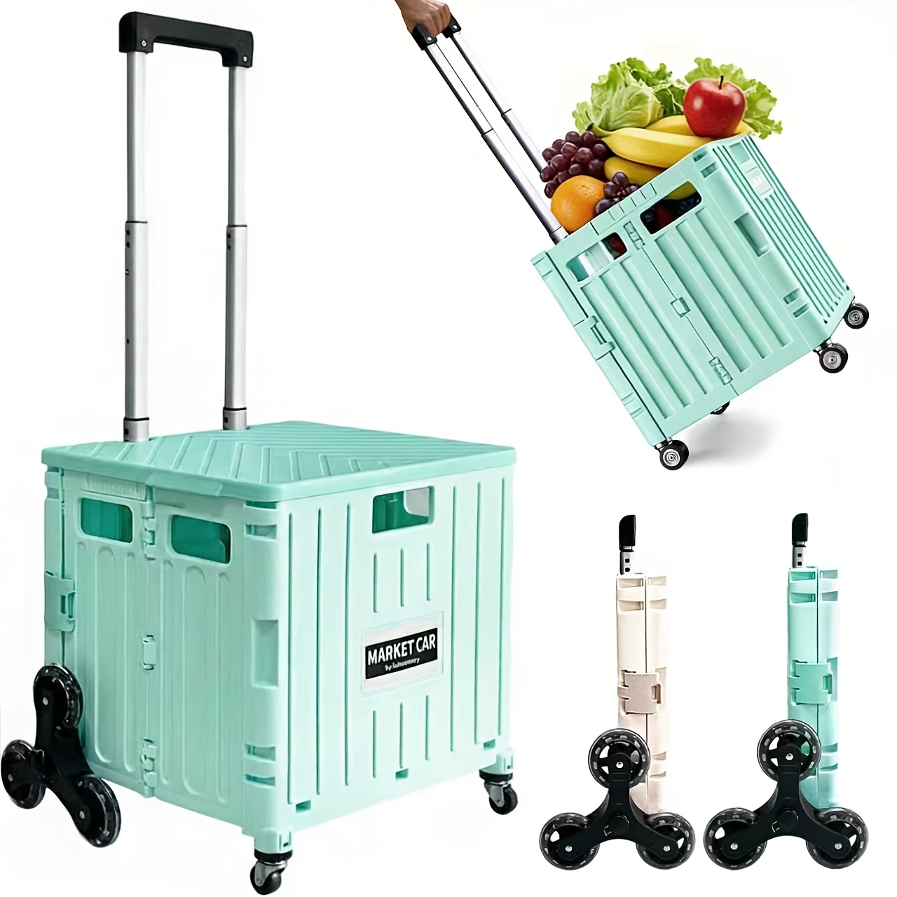 1 office folding portable and lightweight handcart no   portable small trailer plastic travel case outdoor handcart with universal wheels suitable for camping shopping offices