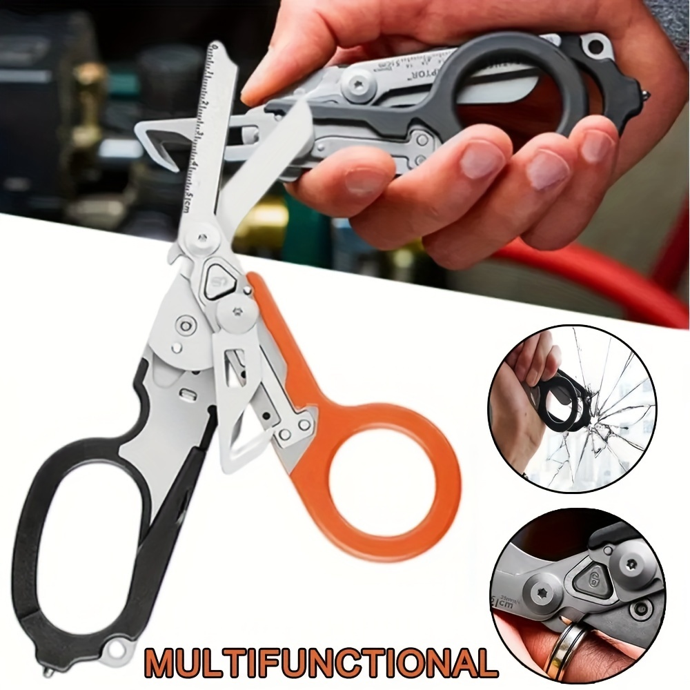 

Stainless Steel Tactical Folding Scissors - Multifunctional, Durable Outdoor Tool With Tape Cutter & More Scissor Sharpener Sheet Metal Cutting Tool