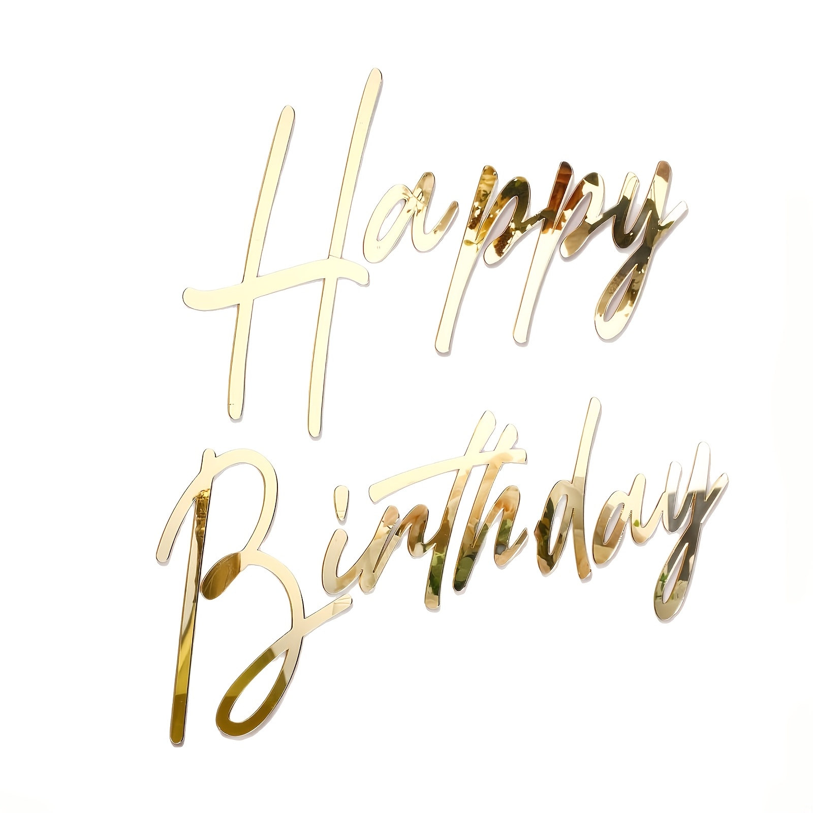 Image of A Large "happy Birthday" Acrylic Mirror Decal Lettering For Background Use, And Removable Acrylic Film For Kite Stand Party Walls Christmas Halloween