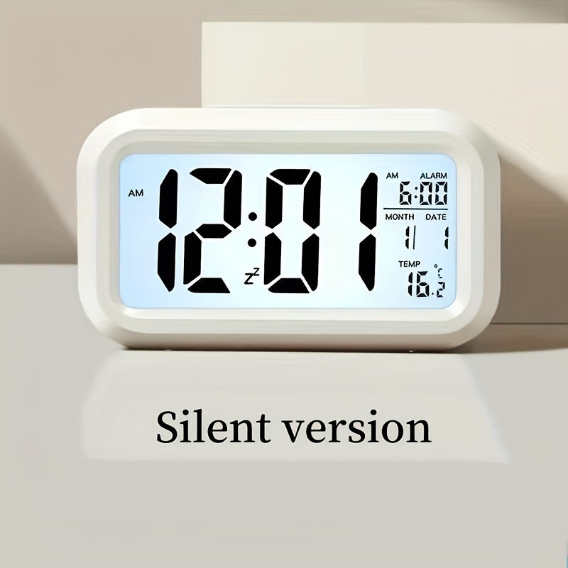 TEMU 1pc Upgraded Digital Alarm Clock, Led Display With Temperature Larger Light Control Portable Calendar Brightness With Battery Powered Alarm Clocks Bedside For Everyone