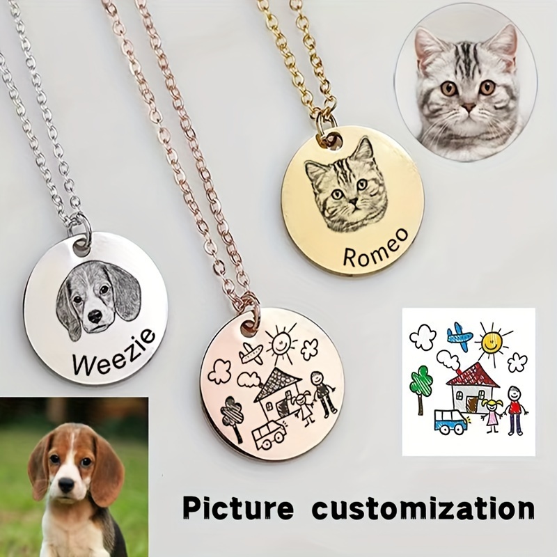 

Custom Engraved Photo Necklace - Stainless Steel, Simple & Elegant Design For Pets And Loved Ones - Perfect Gift For Birthdays, Christmas & Special Occasions