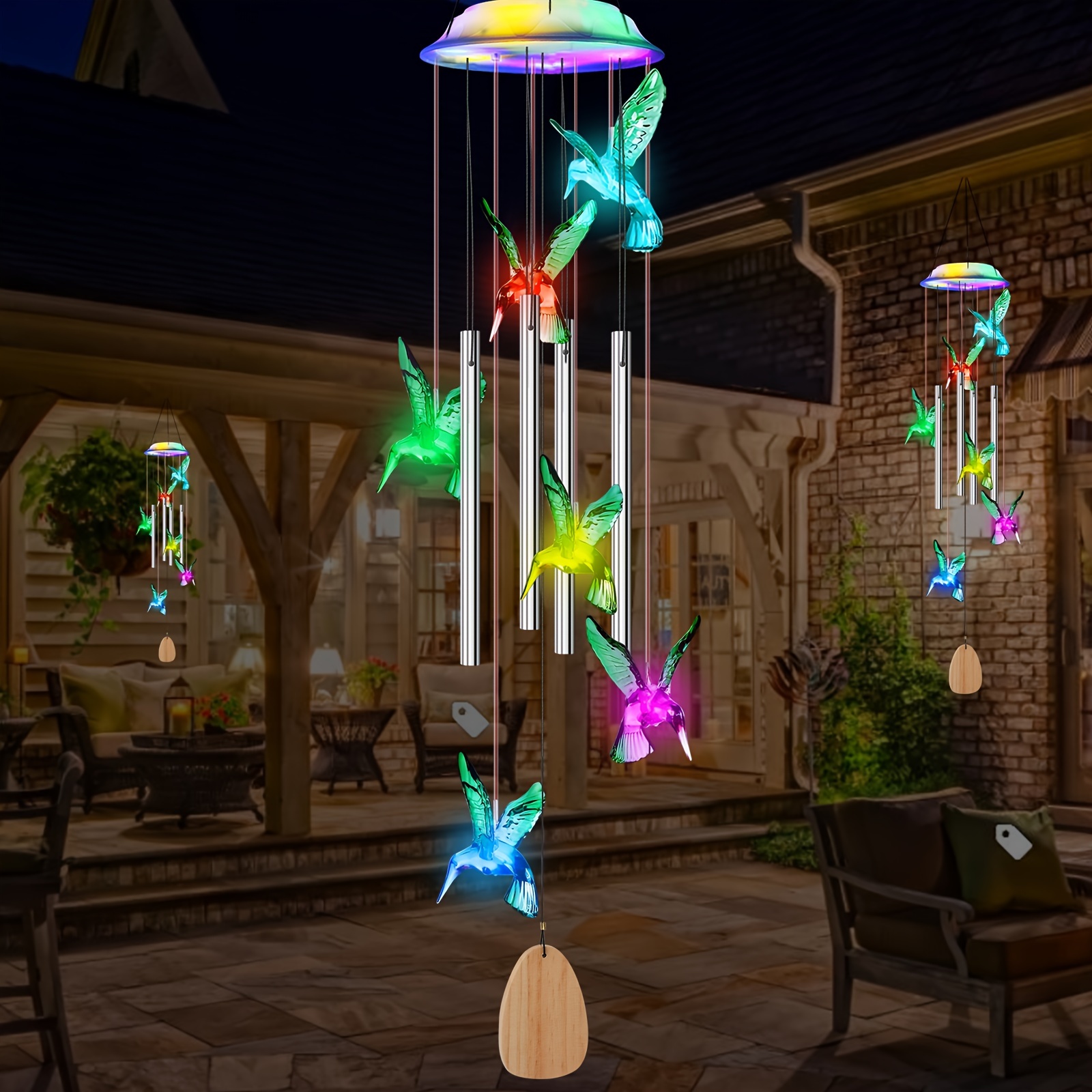 

Hummingbird Solar Wind Chime With 4 Aluminum Tubes Solar Wind Chimes Outdoor Wind Chimes For Home Garden Decor