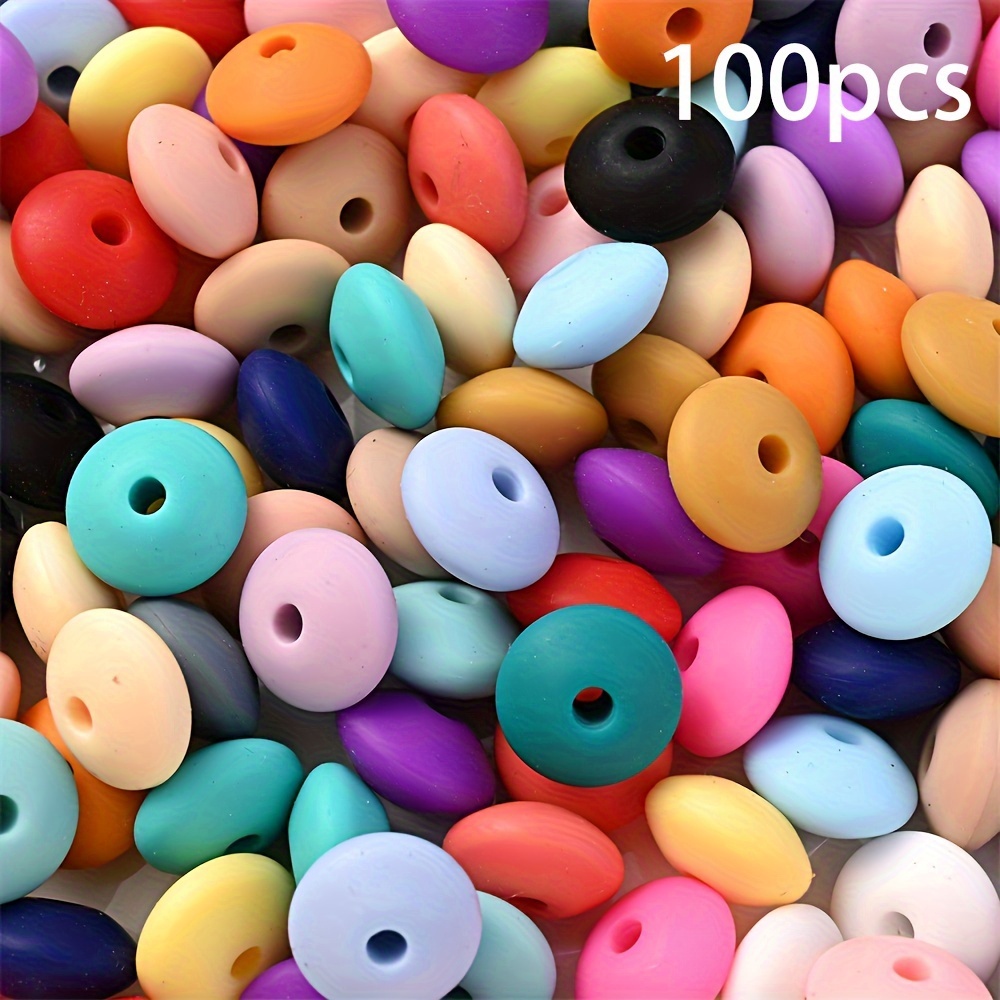 E-shop 100 Stück Acryl-Abakus-Perlen in leuchtenden, gemischten Farben, 6X12mm - Leuchtende, lose Spacer-Perlen für Schmuck, Armbänder, Halsketten &