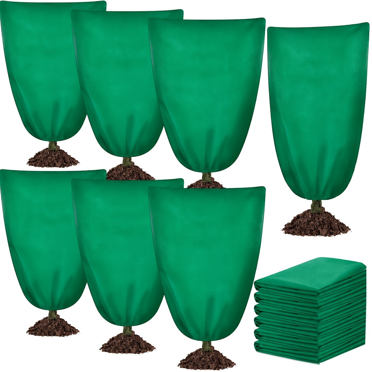 TEMU 6pcs Winter Plant Covers, Reusable Drawstring Plant Protection Bags, Warm Shrub Covers, Outdoor Garden Frost-proof Plant Jackets