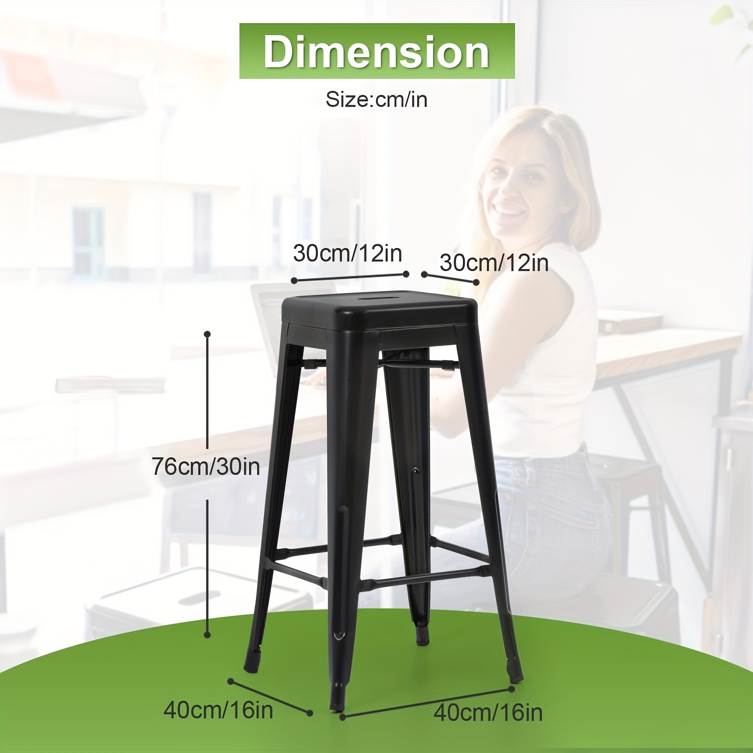 Metal Bar Stools Set of 4 Counter Height Barstool Stackable Barstools 30 Inch Indoor Outdoor Patio Bar Stool Home Kitchen Dining Stool Backless Bar Chair