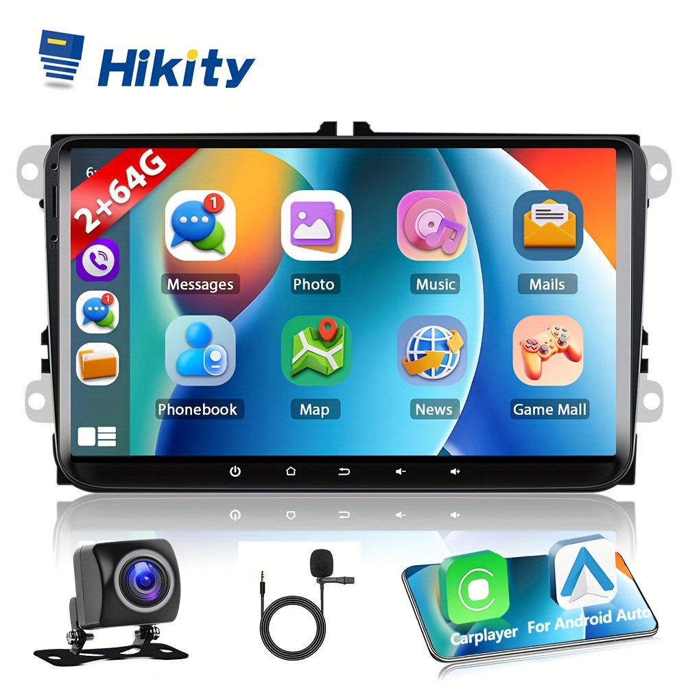 

Hikity 9 pouces 2G+64GB 13 Autoradio Volkswagen Passat Skoda Golf Jetta Polo Tiguan , et , prise en charge GPS FM, caméra de recul et MIC