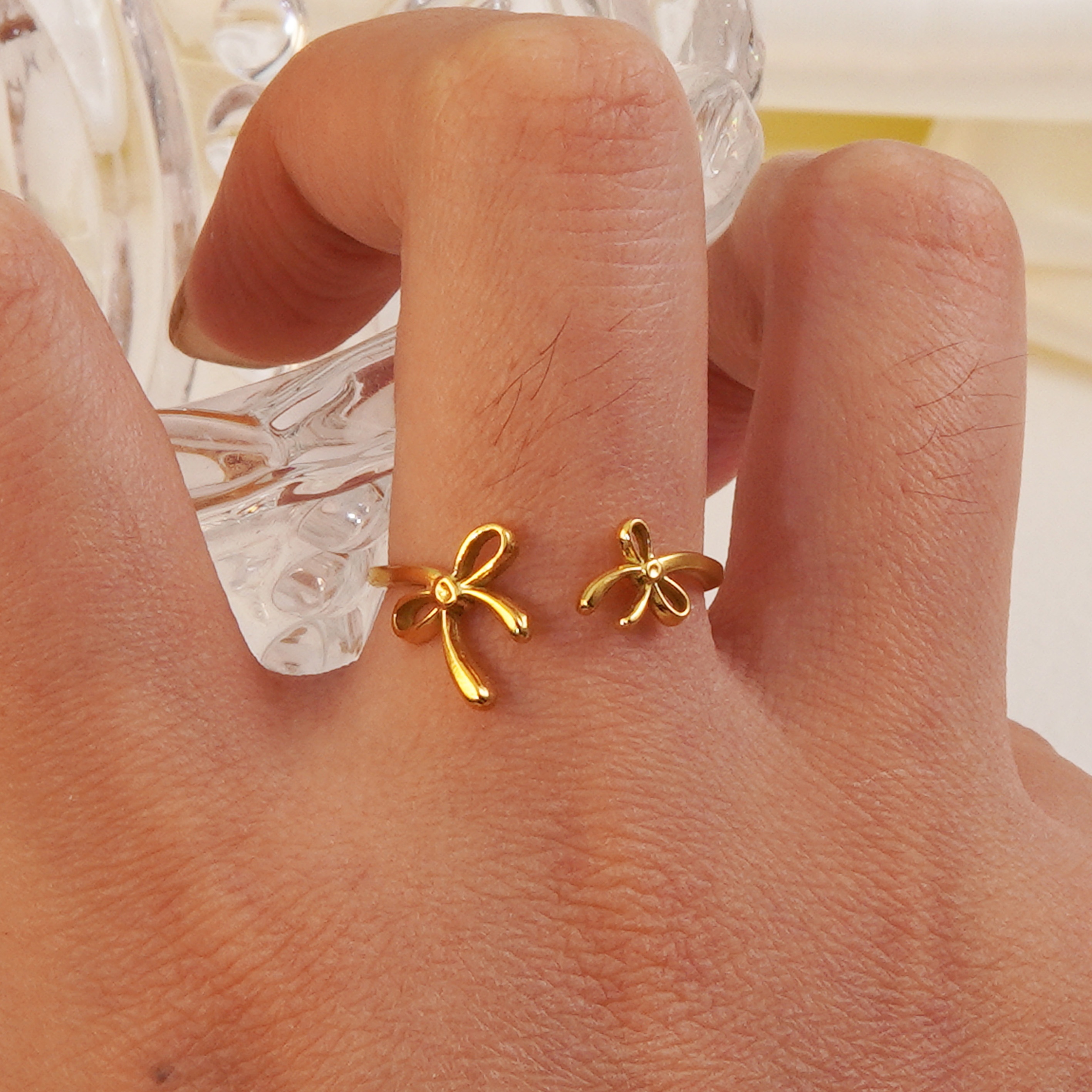18K Golden Plated Bowknot Ring for Women