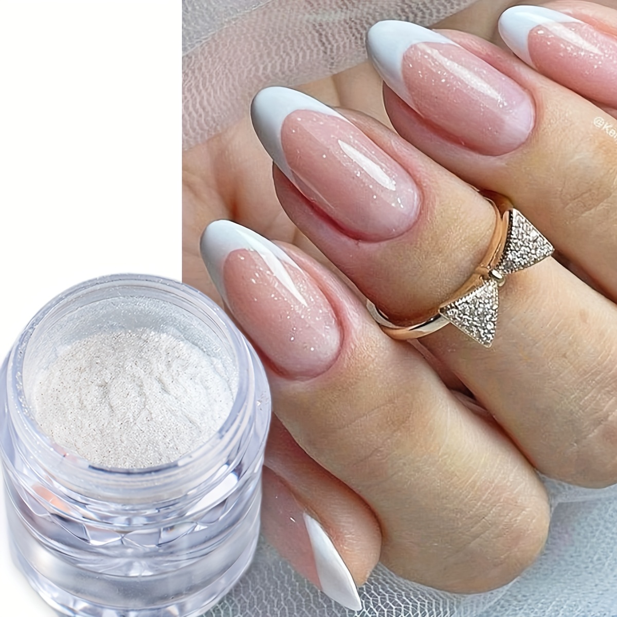Magic White Pearl Chrome Nagelpulver – Holografisches Glitzerpulver Mit Schwammstab Für Gelnägel