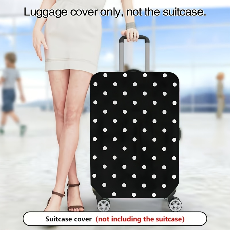 TEMU Travel Essentials, And White Polka Dots, Luggage Cover, Practical And Lightweight, Washable, Elastic Luggage Cover For 45.72-81.28 Cm Luggage,