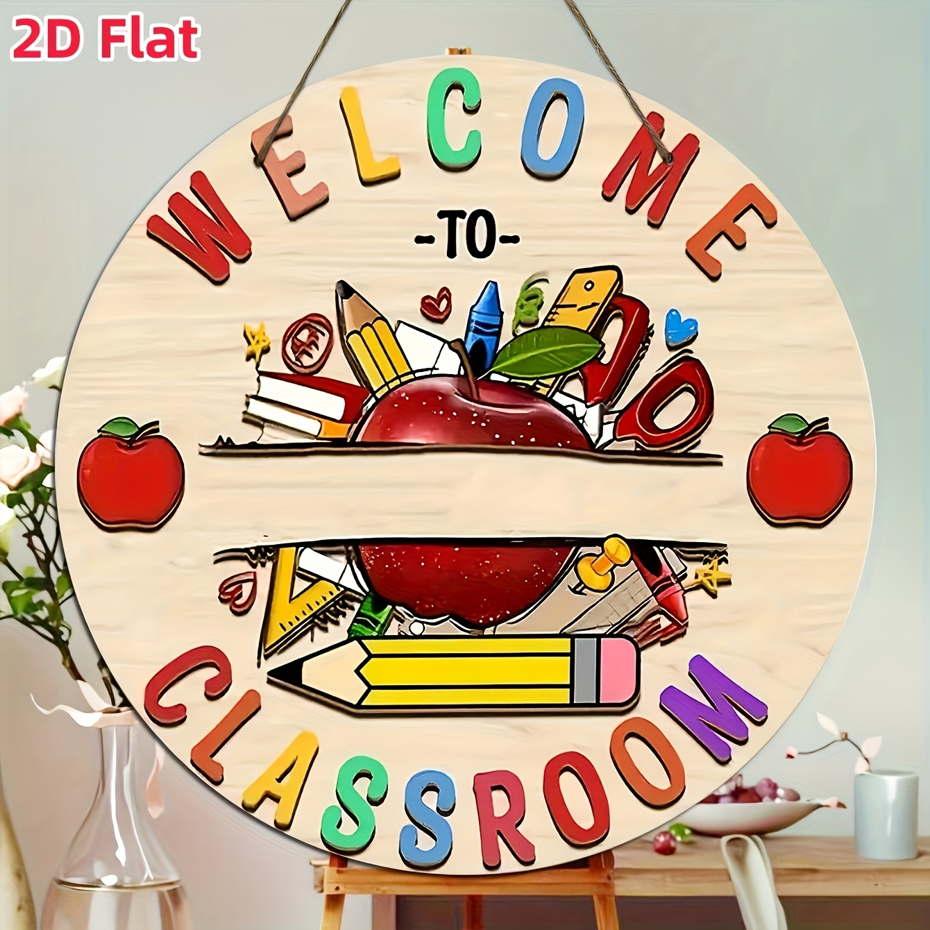 TEMU Plat 2D, une décoration murale suspendue en bois pour la rentrée scolaire, " en classe", décoration de classe en bois pour la rentrée scolaire,