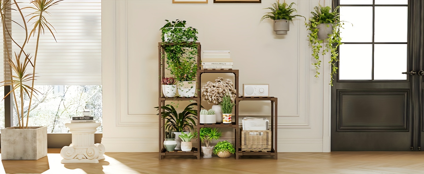 HMAKGG Porta Piante da Interno Esterno, Portavasi da Balcone In Bambu
