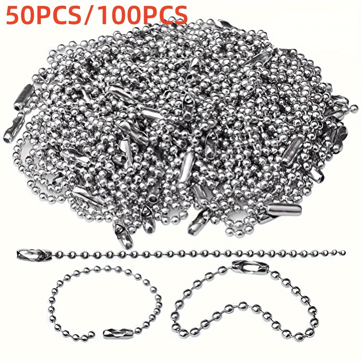 

50/ Cs 10cm/4 Inch Metal With Ball Joint Keychain Ring Metal Dog Tag Chain Making Supplies