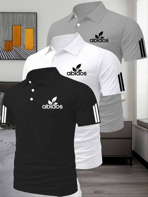 three piece summer mens shirt sports gym breathable quick dry business casual vacation shirt fashionable short sleeve golf shirt