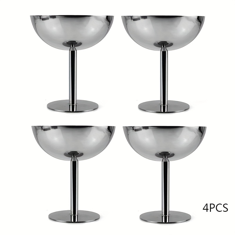 TEMU 4pcs Set, 304 Stainless Goblet, Ice Cream Dessert Bowl, Pudding Bowl Ice Cream Cup, Suitable For Cocktails, Desserts, And Home Catering