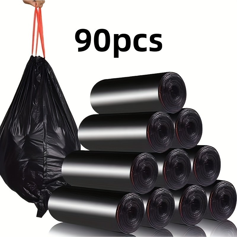 TEMU 30/45/60/75/90, 15-liter Drawstring Trash Bags, Plastic Trash Bins, Liners For Trash Cans, Suitable For Use In Bathrooms, Bedrooms, Offices, ,