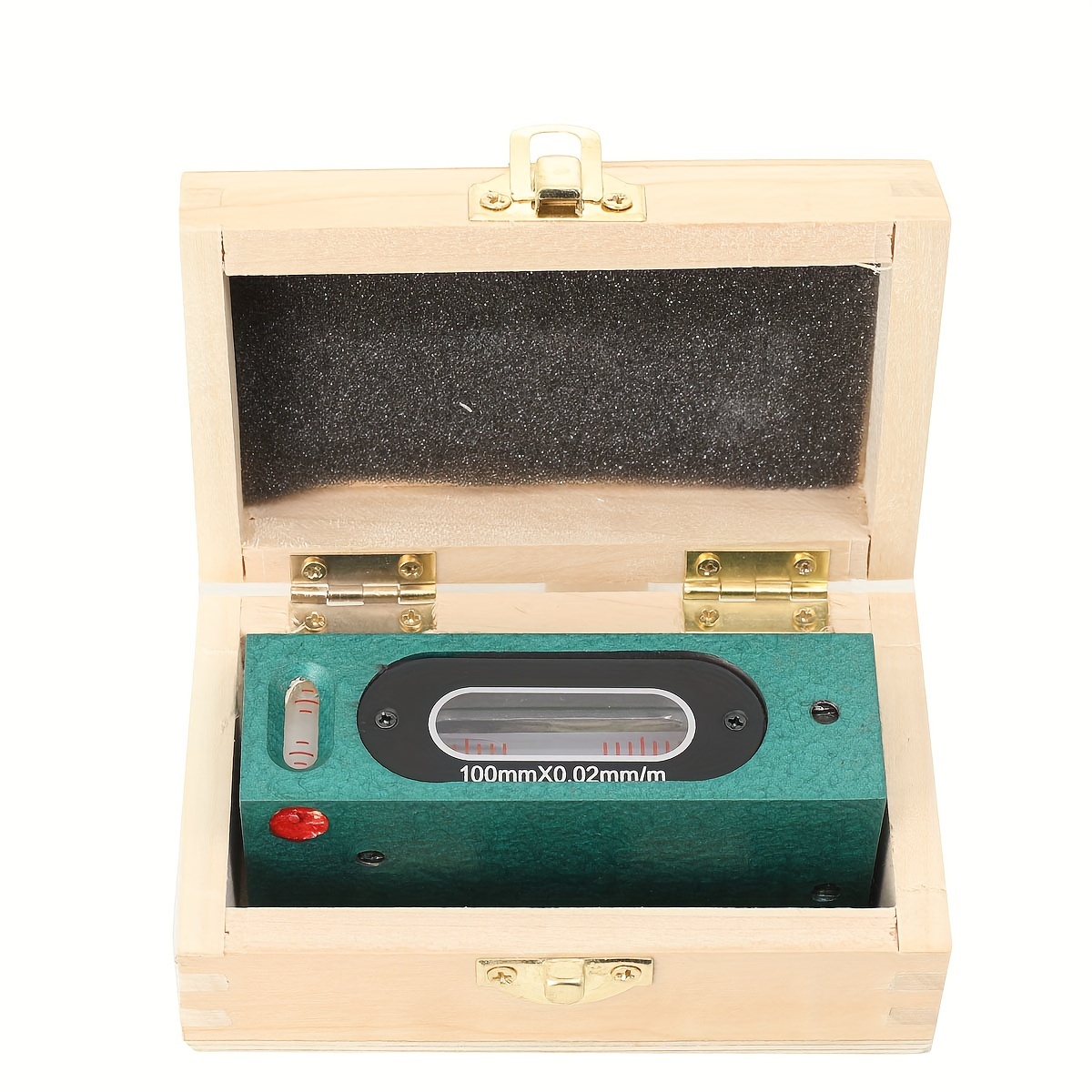 Image of Machine Level 100mm 0.02mm/m Precision Level Measuring Tool Horizontal Leveling Measuring Instrument With Wooden Case