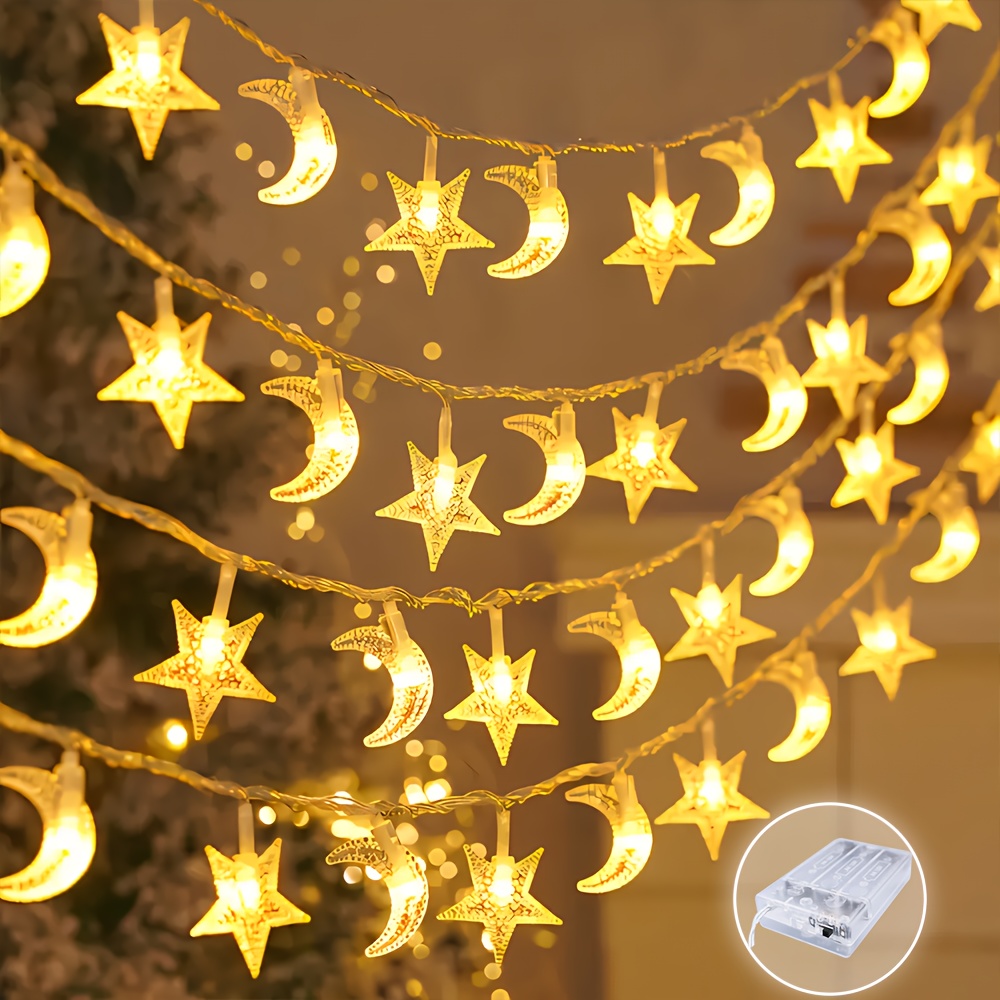 *., Indoor-LED-Lichterkette, 40/20/10 LED, Stern- Mond-Lichterkette, zum Aufhängen, Warmweiß * für Heimdekoration, Zimmer, Schlafzimmer, Wohnzimmer, Hochzeit, Party, Herbstdekoration, Wanddekoration,