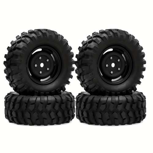 1.0" Beadlock Wheels & Tires For TRX4M & SCX24 RC Crawlers - 4PC Red Aluminum Alloy Set