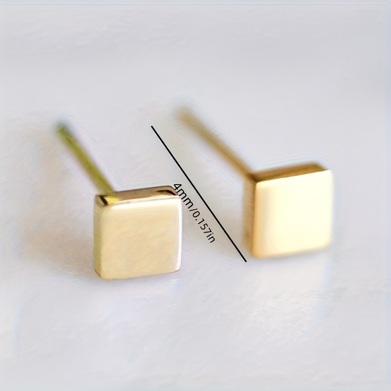 Women's Stainless Steel Square Stud Earrings Minimalist Bohemian Style