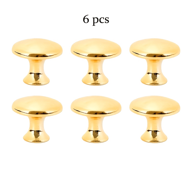 TEMU 6 piezas de de 1 orificio de hongo, esmerilados, negros brillantes y dorados, modernos, fáciles de usar para gabinetes y cajones, de puerta de