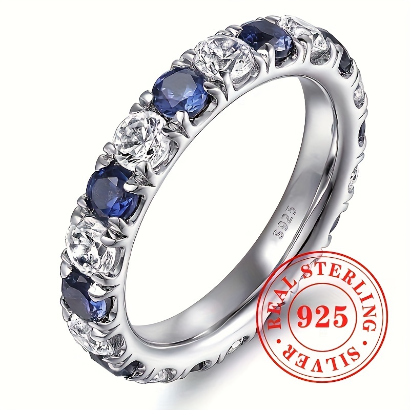 

A Engagement Ring For Women, Featuring Blue And White Zirconia Stones Set In 3.6 Grams Of 925 Sterling Silver, Engagement, Proposal, Parties, Anniversaries, Or As A Gift To .