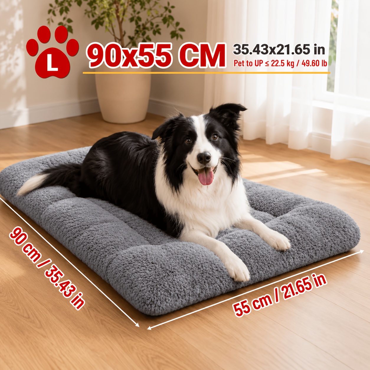 TEMU Extra Large Pet Thickened Dog Bed Cat Bed Universal Soft Comfortable Long Plush Pet Pad Non-slip Wear-resistant Machine Washable Dog Nest Large