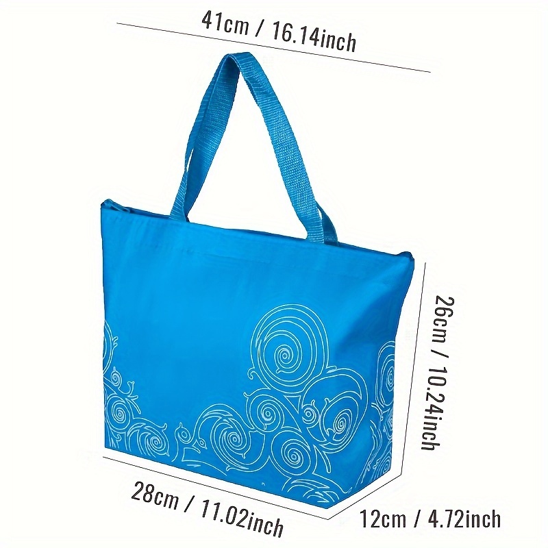 Image of Insulated Picnic & Grocery Tote Bag With Zipper Closure - , Food-safe Reusable Cooler Bag For Outdoor, Shopping, And , Lunch Bag Insulated