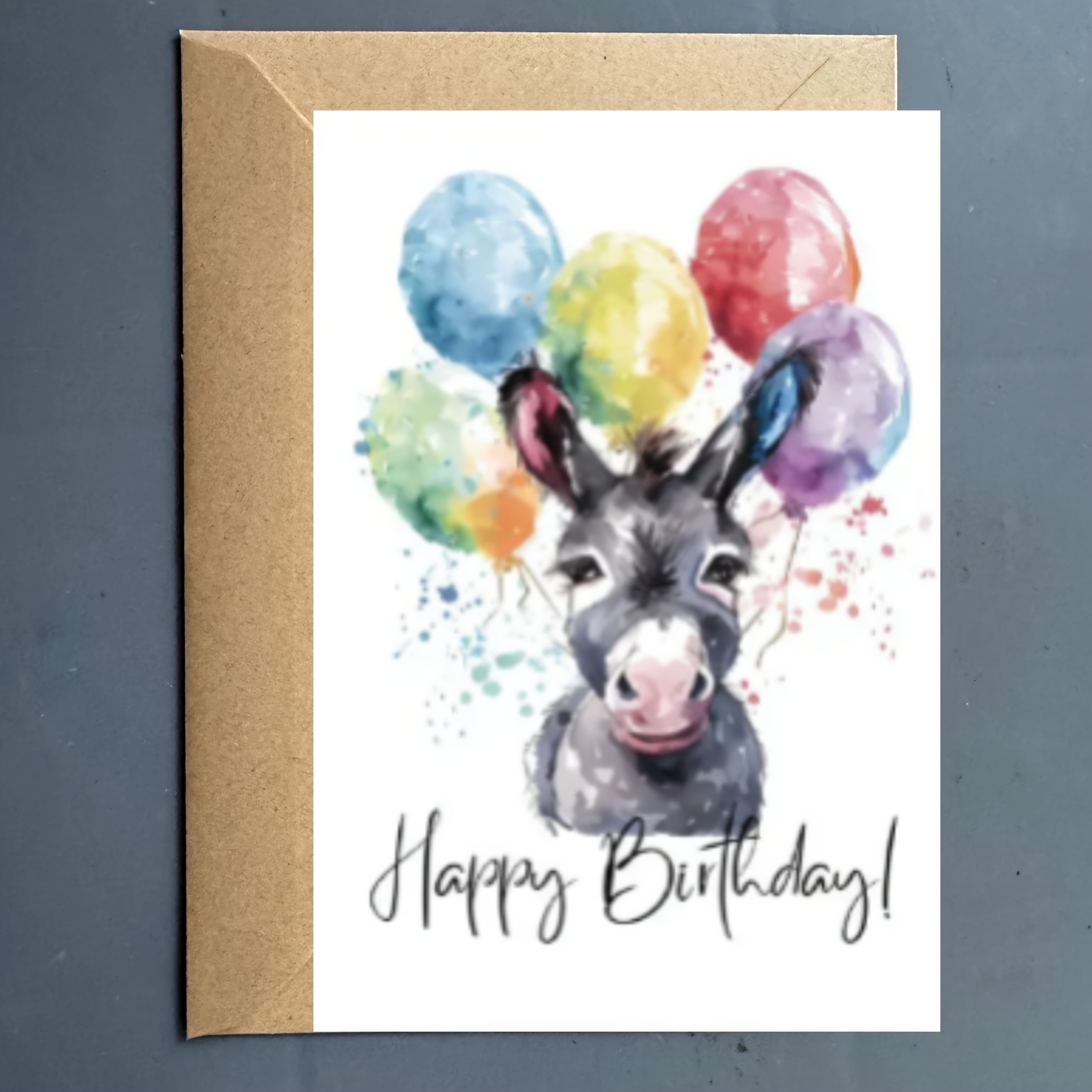 1pc Whimsical Donkey And Balloons Birthday Card With Envelope - Fun Creative Gift For Family, , Or Special , Multicolor Party Design, Perfect For Birthdays, Thank You, And Celebrations