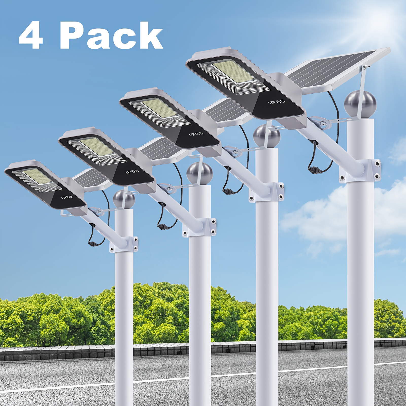 TEMU Outdoor Solar Lights With Ip65 Waterproof Rating, Featuring A Remote Control, 400 Leds, 6500k Color Temperature, And A 6000mah. Suitable For