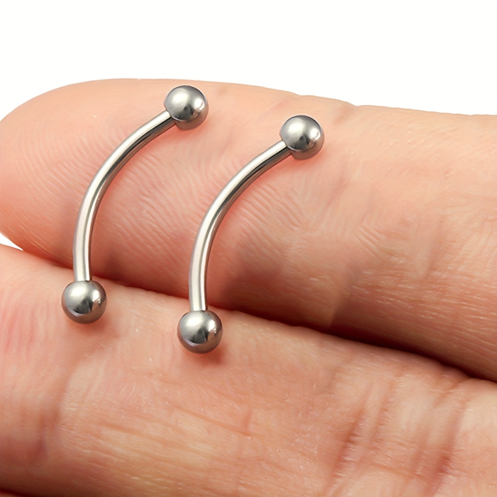 E-shop 2/6 Stück G23 Augenbrauen-Piercing Gebogener Barbell Ohrringe für Lippenscheiben, Knorpel und Helix - Körperschmuck 8mm 10mm 12mm