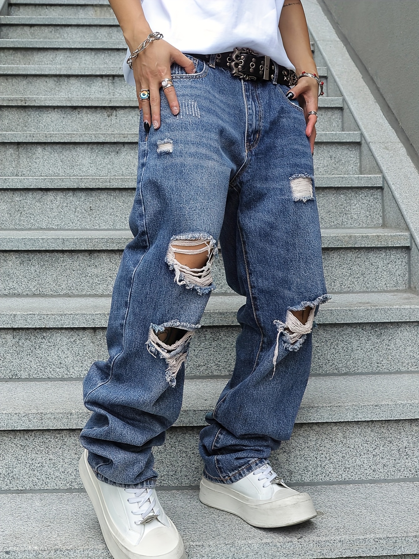 Denim ￼pants vintage baggy y2k retro SHEIN Girlism Teen Girl Y2k 