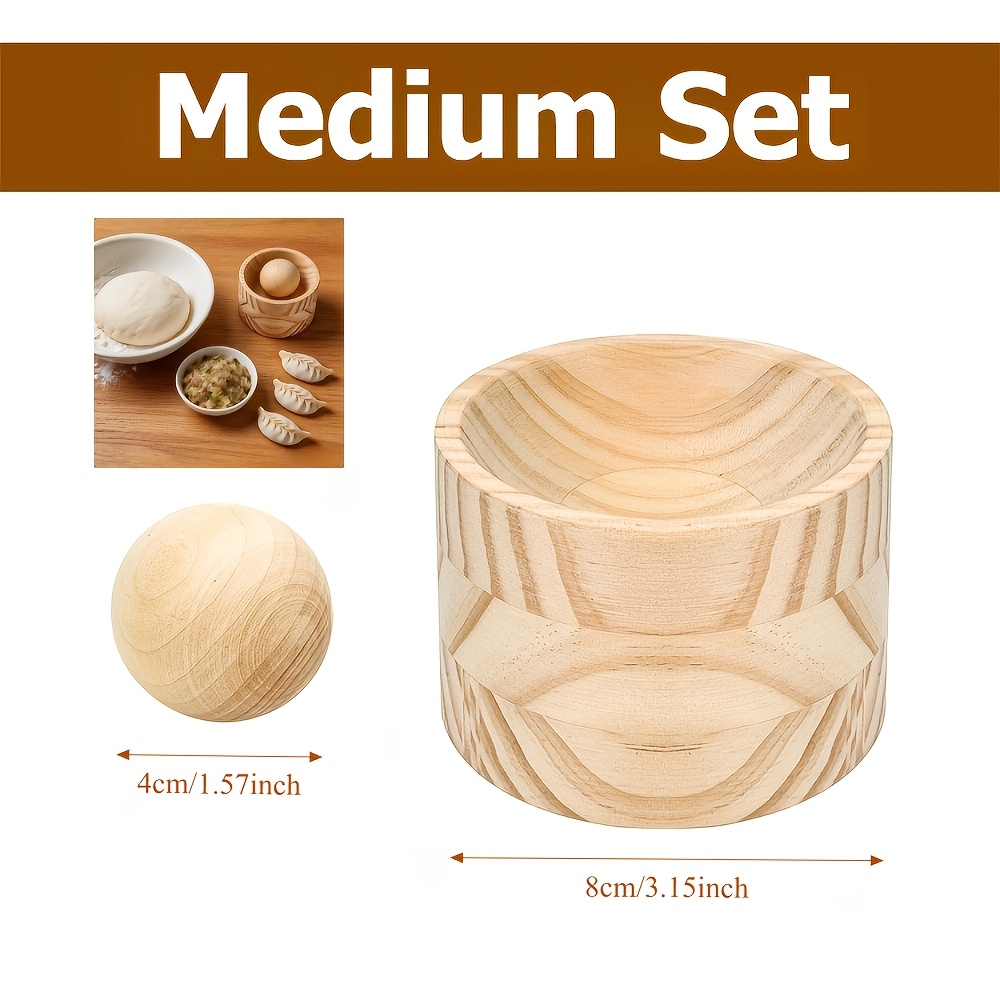 1 Set Wooden Dumpling Maker Skin Press, Dough Empanada Presser Tool Versatile Mold For Buns Handheld Ball Rolling Manual Wrappers Homemade Bakeware For Kitchen Empanadas Ravioli