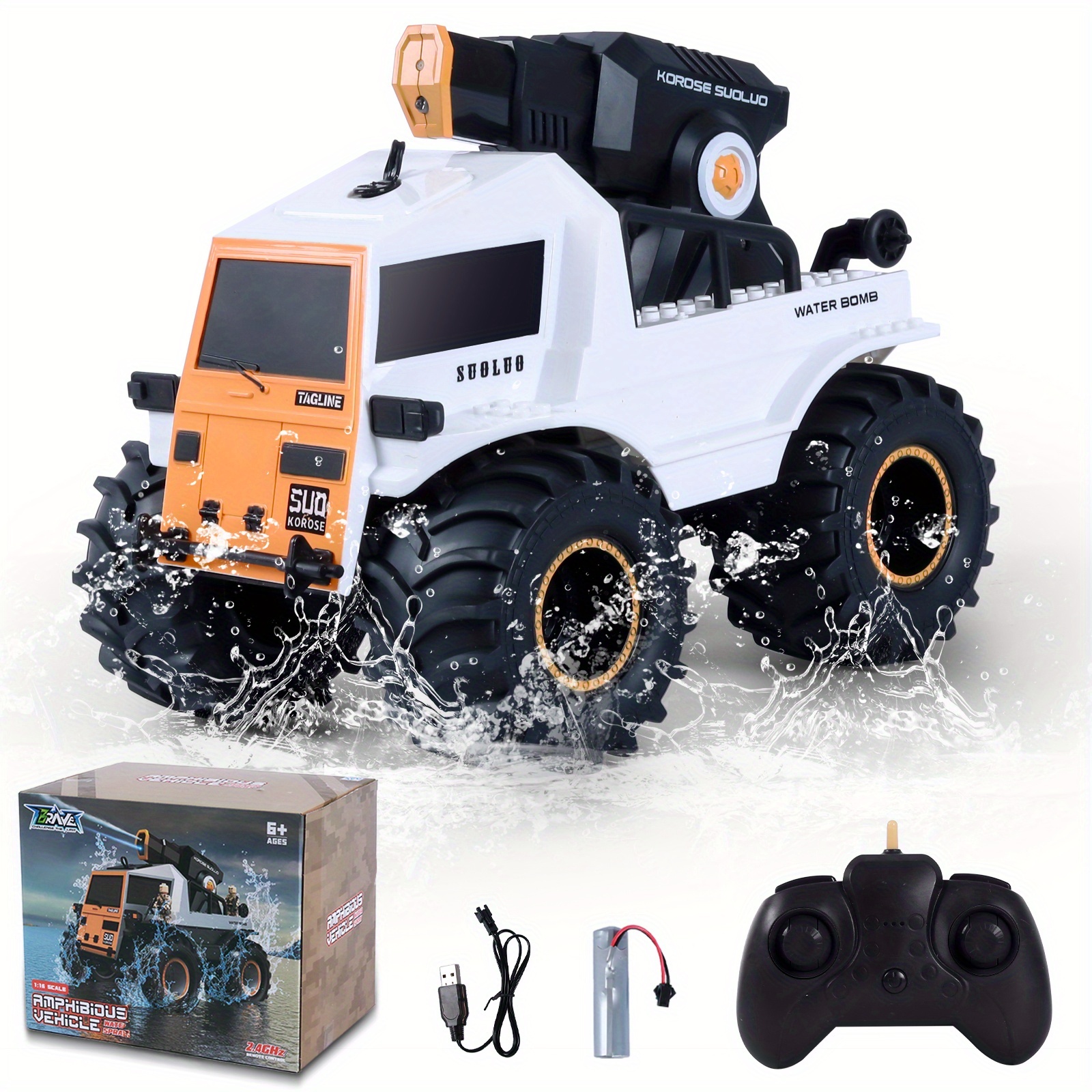 Remote Control Toys Car, 1:16 Amphibious Remote Control Car, 4WD All-Terrain Off-Road Pickup RC Vehicle With Water Squirt, Suitable For Swimming Pools Parties, Summer Water Toys
