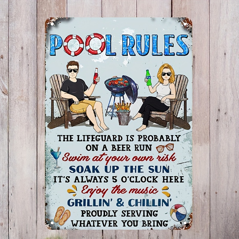 Man Cave Deco Retro Metal Tin Sign Swim At Your Own Risk Lifeguard Is Drunk Again Pool Sign Funny Shop Home Pool Posters Wall Decoration